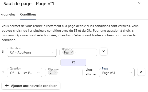 Condition saut de page