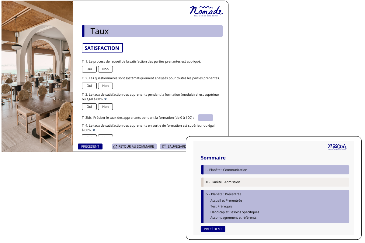 Interface Net-Survey affichant un questionnaire en ligne avec formulaire de réponse