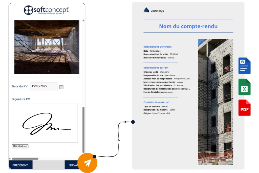 Interface d’analyse des données BTP avec intelligence artificielle.