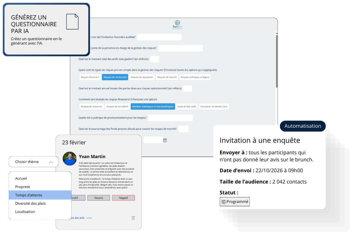 Interface avec intelligence artificielle intégrée à chaque étape de la gestion d’enquête